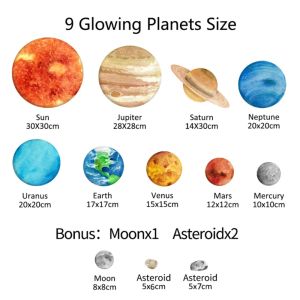 Stickers Solar System Wall Stickers Glow Luminous With 9 Planets Glowing Ceiling Decals Shining Space Decoration For Bedroom Kids