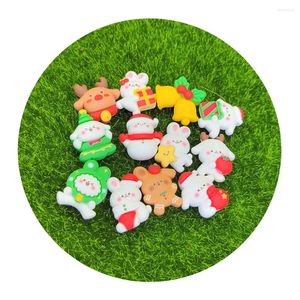 Decorative Flowers Product Christmas Cute Decor Flatback Resin Beads Kawaii Bell Deer Festival Stickers For