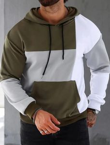 Mens Hoodie Com Capuz Bloco de Cor Bolso Esportes Ao Ar Livre Streetwear Legal Casual Primavera Outono Roupas Vestuário Hoodies Moletom 240315