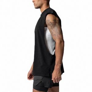 Ny FI Mesh Open Side Cut Off Gym Tank Top Men Bodybuilding Stravel Shirts Fitn Clothing Casual Singlets Workout Vest C5nt#