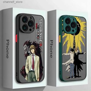 Casos de telefone celular Anime Death Note Luz L Caixa de telefone para iPhone 15 14 13 12 11 Pro Max x Xr Xsmax 7 8 Plus fosco transparente de volta cobertura240325