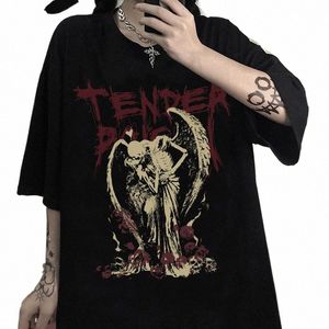 Gothic Hip Hop Streetwear Tops Devil Angel Dark Vintage Print T Shirt Men Men Kobiety Summer 11