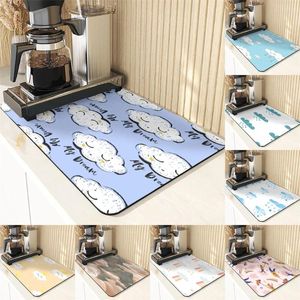 Table Mats Cartoon Baiyun Style Coasters Mat Placemats Cup Clouds Printing For Tea Absorbent Drying Kitchen