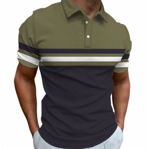 Nowy koszulka z krótkim rękawem Busin Plaid Men Men Polo Shirt Mesh Oddychana klapa swoboda t-shirt Summer Fi Męska koszulka h1ni#