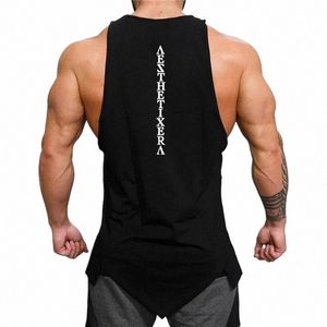 muscleguys Gyms Stringer Clothing Bodybuilding Tank Top Men Fitn Singlet Sleevel Shirt Solid Cott Muscle Vest Undershirt j1Od#