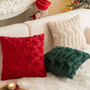 Подушка рождественская елка лось мягкие пушистые наволочки декоративные плюшевые покрытия наволочек для домашнего дивана.
