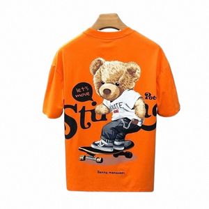 Japan Men's Cool Bear T-shirt Ny herrkott Kort ärm toppar Summer Högkvalitativ vit t-skjorta o-hals Tee Shirt Men Clothing S9xo#