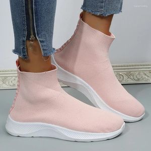 Sapatos casuais de alta qualidade respirável de malha plana feminina 2024 primavera deslizamento em mulher antiderrapante plus size 43 meia de fundo grosso