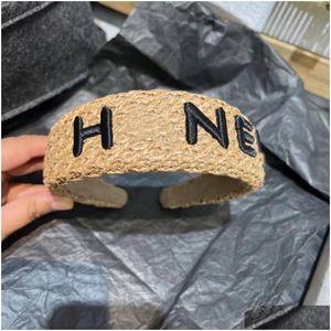 Headbands New Styles Designer Wool Knitting Famous Women Brand Letter Printing Embroidery Wide-Brimmed Hairbands Headwrap Summer Outdo Dh1Uz