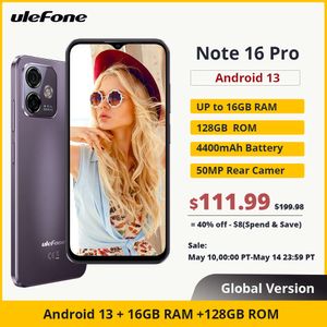 (2023 NOWOŚĆ) ULEFONE Note 16 Pro 4G Global Version Smartphone 16 GB RAM +128 GB ROM Android 13 Telefon 50mp 6,52 cala wersja globalna