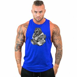 Summer Beast Gym Stringer Tank Top Men Cott Clothing Bodybuilding ärmskjorta Fitn Vest Muscle Singlets Workout Tank L80C#