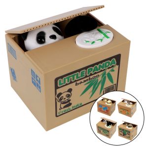 Boxes Electronic Money Boxes Kids Gift Automated Panda Cat Steal Coin Bank Piggy Banks Money Saving Box Cute Plastic