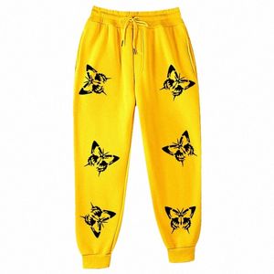 2021 Hot Winter Butterfly Print Jogging Pants Dance Sports Running Sweatpants Jogger Pants Män kvinnor Casual Fi Streetwear 61LF#