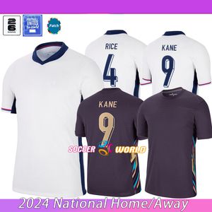 Shirt di calcio in Inghilterra Bellingham Rashford Kane 2024 Euro Cup 2025 Soccer Jersey National Team Home White Away Uomini viola per bambini Kit Saka Rice Foden camicie