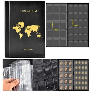 Albums 300 Lattice Coin Leather Storage Book Size Lattice Badge Copper Coin Vertical Waterproof Durable Household PVC Collection Album
