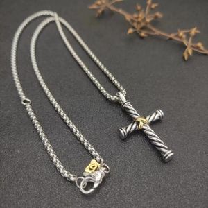 dy Jewelry 925 Sterling Silver Cable x Cross Necklace 2023 StylePendientes Plata Color Charm Fashion Athen 240315