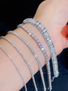 2-6,5mm de pulseira de tênis de moissanita real para mulheres presente de natal platina banhada 100% 925 jóias de casamento de prata esterlina