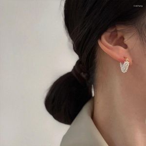 Hoop Earrings Pearls Circle For Women Fashion Elegant Heart Simulated Pearl Classic V-shaped French Trendy Luxury Party Jewelry