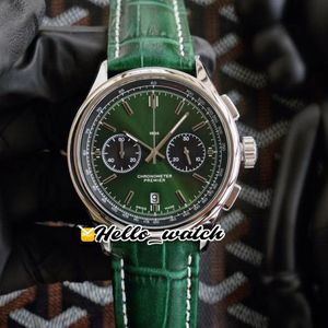 Nowy premier B01 stalowa obudowa AB0118A11L1X1 VK kwarc chronograf męski zegarek stopwatch zielony zielony pasek skórzany zegarki hello w200p