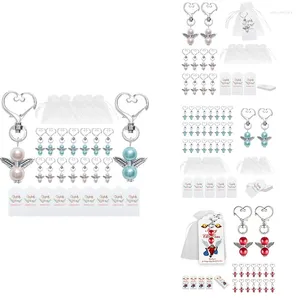 Anahtarlıklar 20pcs Guardian Angel Keychain Düğün Vaftiz Mini Keepsake Wings Kolye Dekoratif Mücevher