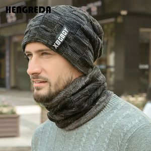 Winter-Beanie-Mützen-Schal-Set, warme Strickmütze, Totenkopf-Kappe, Halswärmer mit dickem Fleece-Futter und für Männer und Frauen y240309