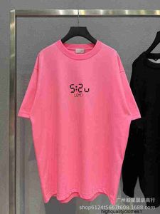 Designer High Version Ins Fashion Brand Front Printing 520 Clock Glow Printing Par Casual T-shirt Kort ärm Tee SKXD