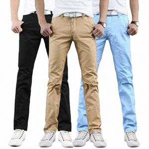 2023 Wiosna jesień Nowe powodowe spodnie Mężczyźni Cott Slim Fit Chinos Fi spodnie męskie odzież 9 kolorów plus rozmiar 28-38 r9zd#