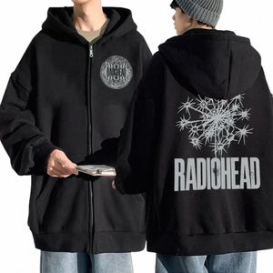 レトロなロックバンドRahead Zip Up Hoodie Hoodie Hip Hop Music Album Print Sweatshirt Streetwear Men's Extized LG Sleeve Coat Phoodies X8LG＃