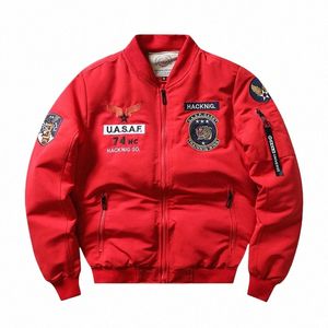 Kurtka bombowca MA1 Air Force Pilot Casual Nowy przylot w stylu wojskowym Mężczyźni grube polar Veet Płaszcz Zimowy mężczyzna zielony niebieski Khaki p7uo#