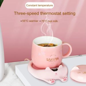 Tools Electric Cup Heater with Phone Holder Coffee Mug Cup Mat Warmer Pad for Home Office Milk Tea Heating Coaster Gift for Friends