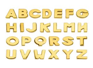 130st 8mm Engelska Alfabetet Letters AZ Gold Plain Slide Letters Diy Accessory Fit Pet CollarWristband KeyChain9066620