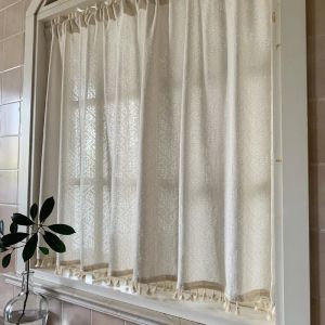 Knitting American Geometric Cotton Curtain Bookcase Cabinet Curtains Coffee Door Curtain Versatile Custom Cotton Linen Tassel Curtains