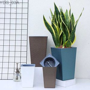 Planters Pots Brick Pattern Flowerpot Imitation Metal Plastic Flower Pot Square And Tall Type For Gardening Potted Plants Cachepot for Flowers 240325