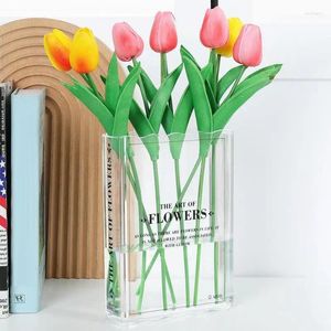 VASES BOOK VASE ACRYLIC INS FLOWER透明花ホームデコレーションヨーロッパモダンな水耕栽培デスクトップ飾りギフト