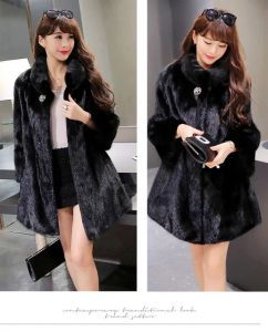 Womens Fur Faux Women Coat Jacket Winter Female 2024 Autumn Three Quarter Sleeves High Quality Drop Delivery Apparel Clothing Outerwea Ot8Ds