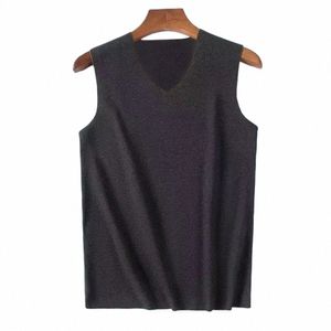 Män termiska underkläder toppar fleece fodrad tank top sömmar elasticitet väst fast med ull underkläder varm baslager undertröja f5ee#