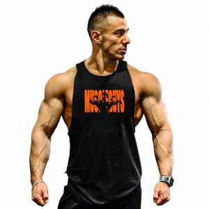 brand Clothing Bodybuilding Fitn Men's Vest Sexy Summer Letters Printe Cott Sleevel Tank Top Gyms Men Undershirt Tanktop 10Fj#
