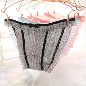 Calcinha feminina entrega mulheres sexy cuecas femininas roupa interior de náilon jovem menina 4 pc/lote moda bonito transparente tanga renda cuecas