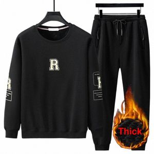 autumn Winter Fleece Sportswear Men's Sets Tracksuit Jogger Men Sweatpants Sweatshirt Suits Fi Casual Sets Plus Size 10XL G7cY#