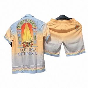 High Street Hemd Muster Großbuchstaben Gedruckt Hemden Urlaub Am Meer Stil Kurzarm Hosen Männer Frauen Top T-stücke Sets G5yB #