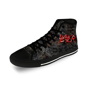 Schuhe Slayer Heavy Metal Rock Band Horror Scary Casual Tuch 3D -Druck High Top Canvas Mode Schuhe Frauen Frauen atmungsaktiv