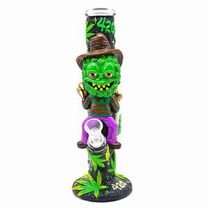 11.8in,Glow In Dark,Borosilicate Glass Water Pipe,Glass Bong,Glass Hookah,Hand Painted,Polymer Clay Cute 420 Festival Pattern Glass Smoking Item,Smoking Accessaries