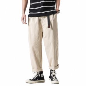 spring Summer Men's Nine Point Baggy Pants Korean Fi Brand Loose Straight Harlan Pants Men Soild Sweatpants T4No#