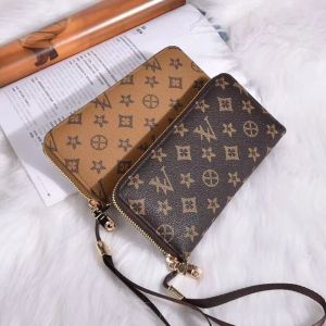 Men Women pu leather coffee black grid wallet female clutch purse ladies classic single zipper wallets long purse designer handbags woman's