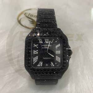 Men's watches Handmade designer Setting Car tiers watches fashions Moissanite luxury Watch Black Moissanite Diamond Watches 589