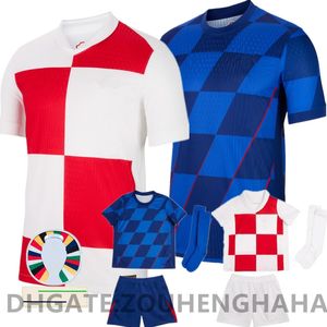 Spelaren Modric Kroatien Soccer Jersey Kids 2024 Euro Cup Kroatien National Team Maillot de Foot Equipe Home Away Football Shirt Full Kit Kovacic Perisic Gvardiol