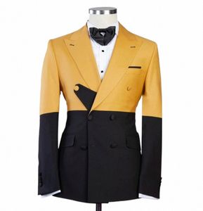 patchwork Belt Design Male Suits 2 Pcs Coat Pant Latest Design Wedding Clothing Blazer Trousers Men Sets Party Groom Wear Outfit i0nd#