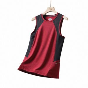 short Sleeve Vest Men's For 2024 Summer Patchwork Black Red Tshirt GYM Tank Top Tees Fi Clothes OverSize 3XL O NECK t9U9#