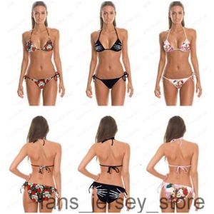 3D Print Skull Bikini Set Colorful Flower Skull Kiss Two Piece Swimsuits Skull Fingers Womens Bandage Beachwear Cheap