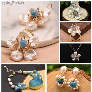 イヤリングネックレスGlseevo Aquamarine light Blue for woman earringsネックレスブレスレット2022韓国ファッションロマンチックなかわいいジュエリーセットアニバーサリーギフトl240323